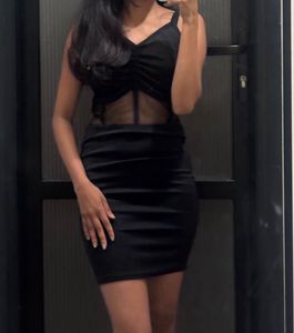 Sheer Panel Mini Dress