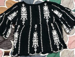 Embroidered Black Top