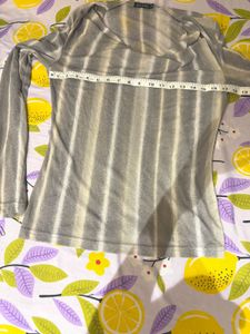 Chic Striped Cowl Neck Long Sleeve Top