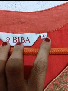 Orange &amp; Gold Embroidered Kurti