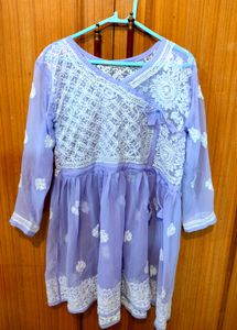Lavender Embroidered Sheer Top