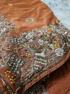 Embroidered Brown Saree