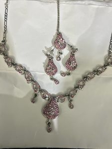 Pink&amp;silver Stone Necklace ❤️