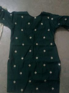 Embroidered Green Kurti