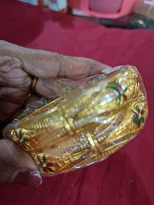 Gold Enamel Design Two Bangle Set 2.8 Size