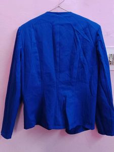 ZARA Women&#39;s Blue Blazer with Zip Pocket