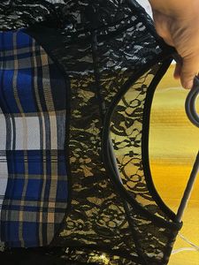 Chic Plaid &amp; Lace Dress