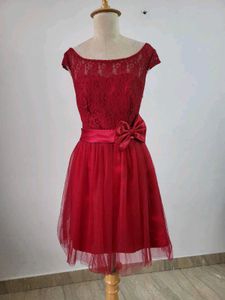 Red Lace &amp; Tulle Party Dress