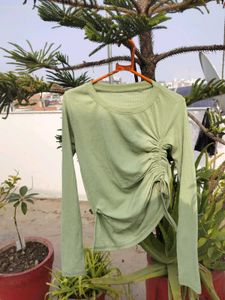 Sage Green Ruched Long Sleeve Top