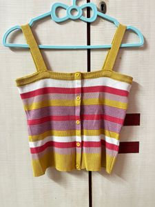 Striped Button-Up Crop Top