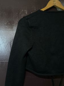 Zara Black Tie Cropped Sweater/Arm Warmer