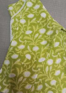 Lime Green Floral Kurta