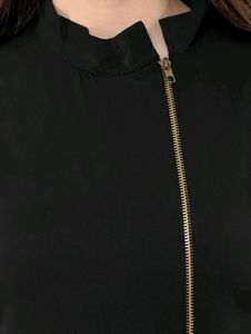 Solid A-line Asymmetrical Kurta with Front Slit