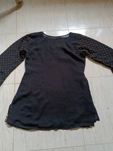 black short kurta with embroidery design