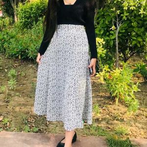 Long Black And White Skirt