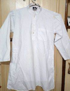 Unisex White cotton kurta