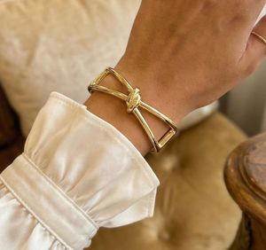 ANTI-TARNISH Gold Bow Bangle Bracelet
