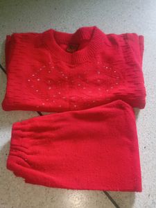 Beby Girls Wool Top And Pant Set.