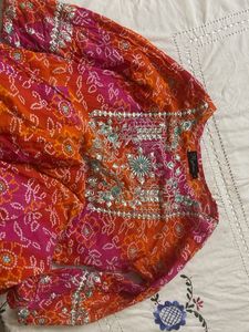 Bright Orange &amp; Pink Bandhani Dress