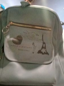 Pastel Blue Paris Print Mini Backpack