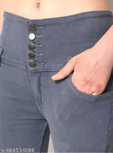 Grey High Waist Jeans For Women