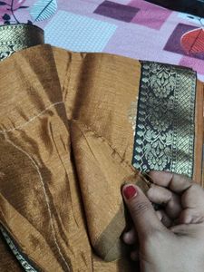 Brown &amp; Black Banarasi Silk Saree