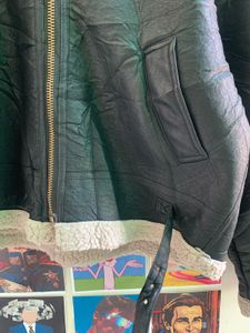 Black Faux Leather Aviator Jacket