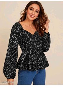 Polka Dot Peplum Top