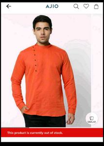 Orange Mandarin Collar Kurta