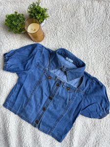 Denim Puff Sleeve Top