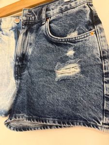 Two-Tone Denim Shorts