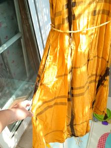 Mustard Colour Sleeveless Cotton Maxi Dress