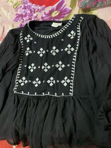 Black Embroidered Top