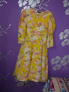 Yellow Floral Print Dress