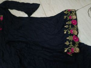 Beautiful Black Gown Middle Cutt Kurta With Plazo