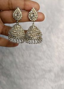 Party Wear Earrings With Diamond Stones