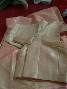 Peach Banarasi Saree with Blouse