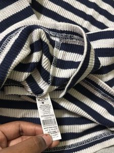 Classic Blue &amp; White Striped Polo T-Shirt – Medium