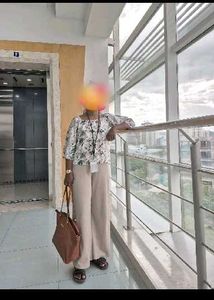 Beige Wide Leg Palazzo Pants