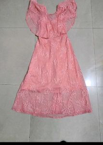 VERO MODA pink Net Middi Dress