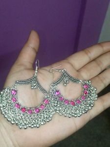 Silver Tone Jhumka Earrings