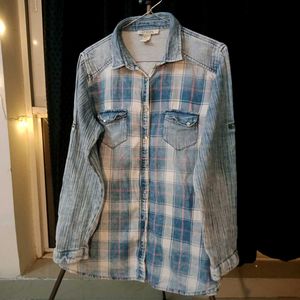 Denim Plaid Shirt (Unisex)