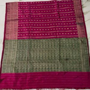 Pink & Green Banarasi Silk Saree