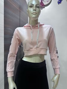 Pink Cropped Hoodie
