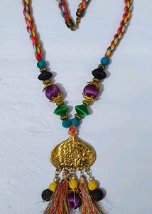 Women Gold Toned Handcrafted Multicolour Necklace