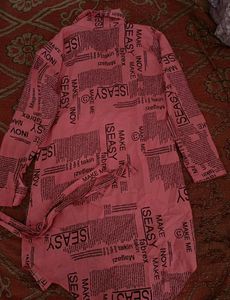 Trendy Newspaper Print Shirt Dress