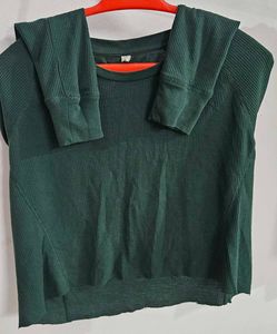 Green Ribbed Long Sleeve Top