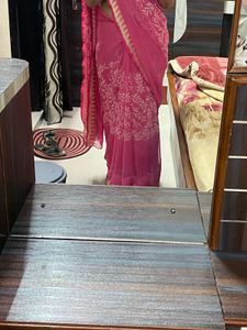 Daily uses Pink Floral Chiffon Saree