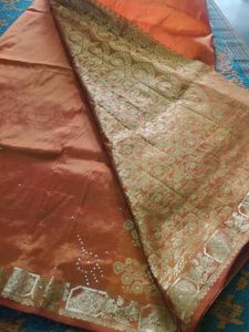 Elegant Orange Silk Saree