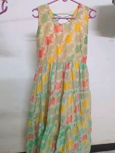 Colorful Lace-Up Back Dress